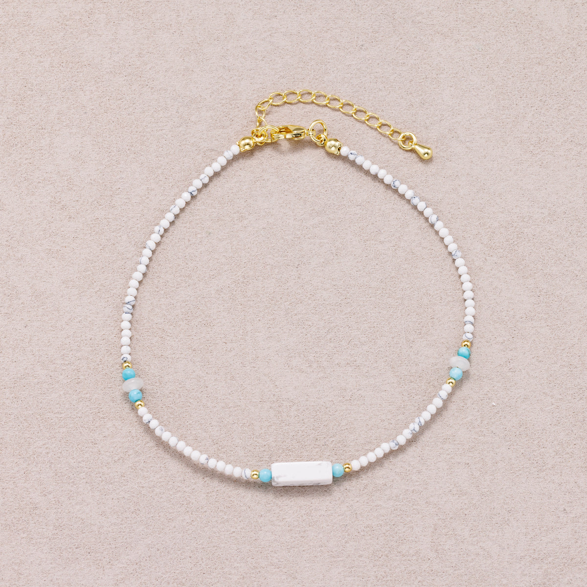 24K Gold Plated Blue Turquoise Howlite Gemstone Bracelet